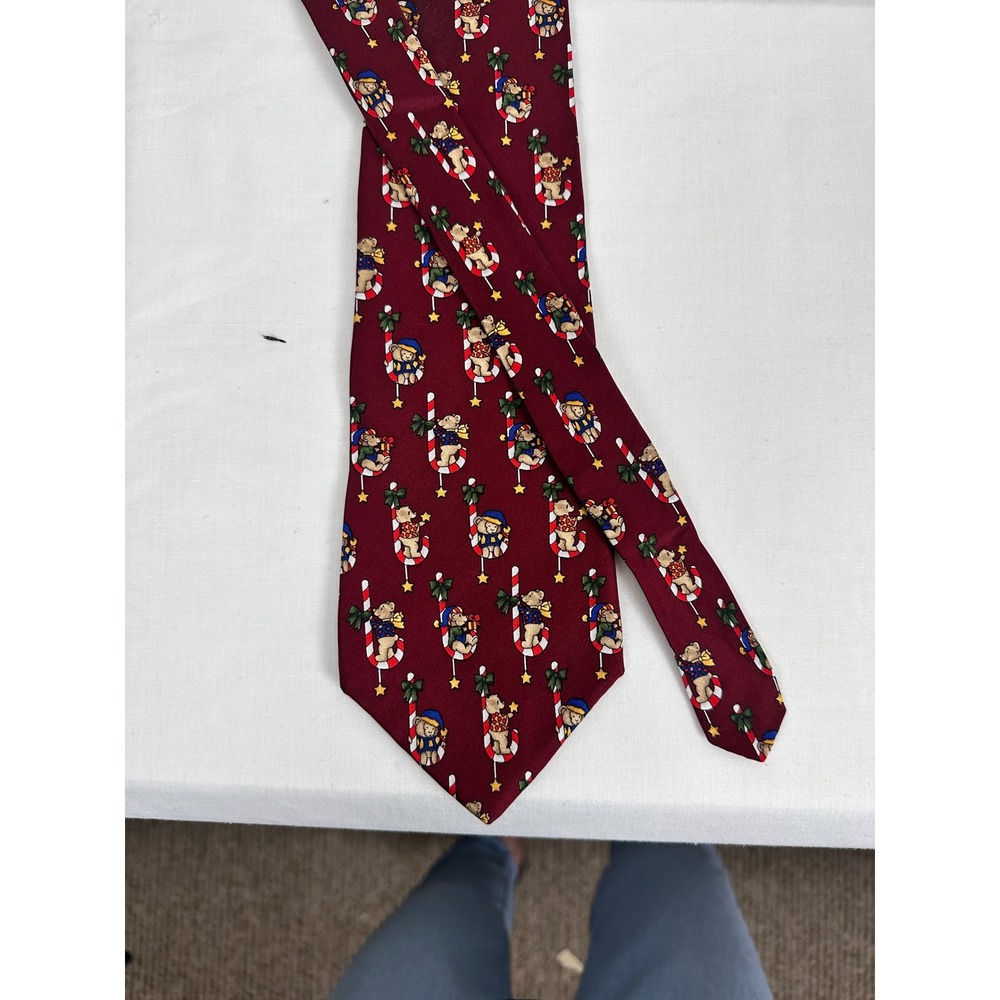 Christmas Tie‎ Necktie Holiday Teddy Bear Candy Cane Silk by Croft and Barrow